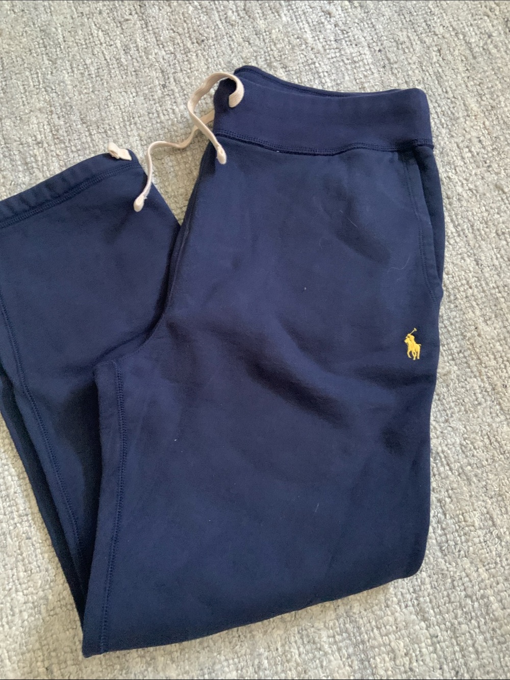Polo by Ralph Lauren Navy Sweatpants with Yellow Polo Logo